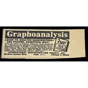 Learn Graphoanalysis Mini Print Ad Vintage 1963 Analyze Handwriting Intl Society